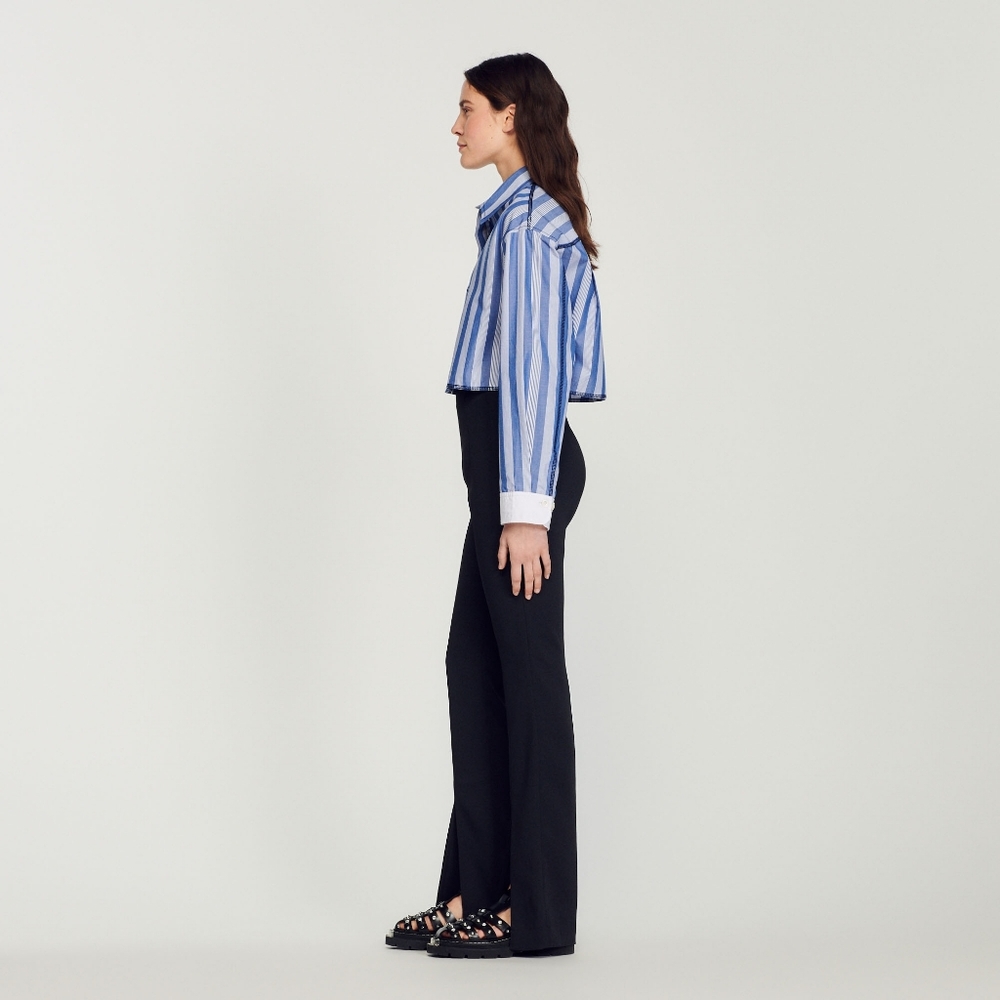 NWOT SANDRO HAVRE HIGH WAIST SPLIT HEM FLARE PANTS - Picture 2 of 12